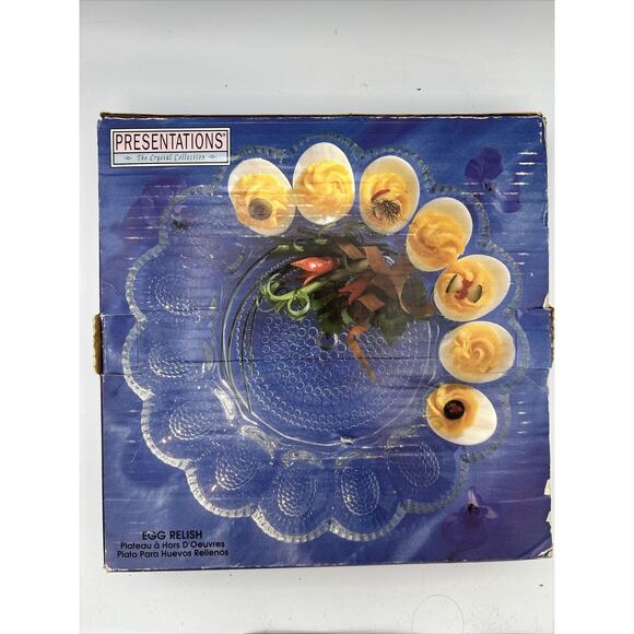Indiana Glass‎ Clear Glass Egg Relish hors D'Oeuvres Platter 11" Diameter - Picture 2 of 8